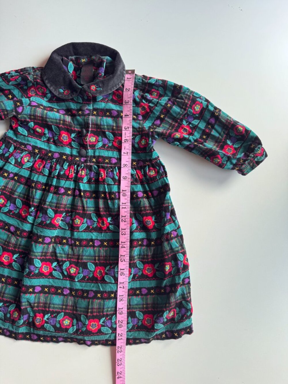 Vintage Girls' GYMBOREE Black Floral Cotton Corduroy Dress, Size S (5-6) - Picture 12 of 12